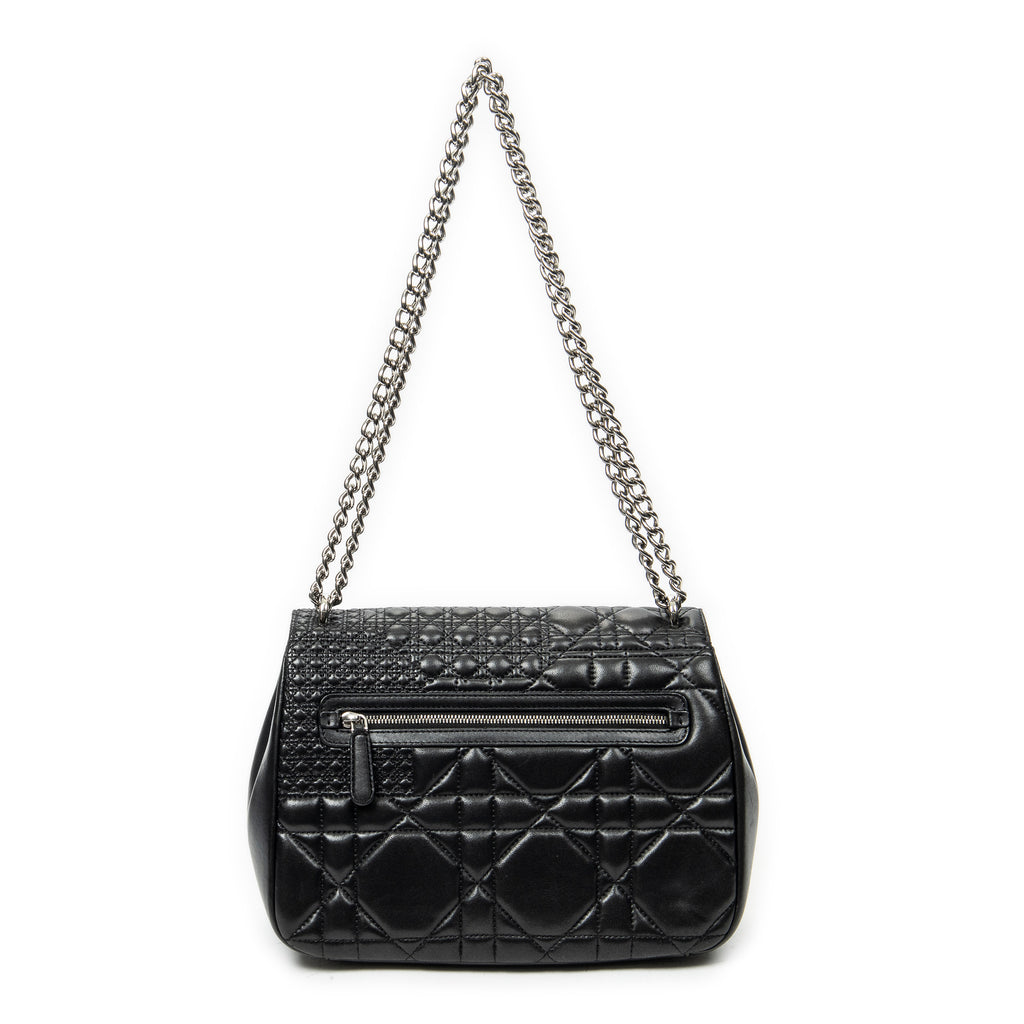 Shoulder Bag Medium Miss Dior Flap Black Cannage Lambskin Leather