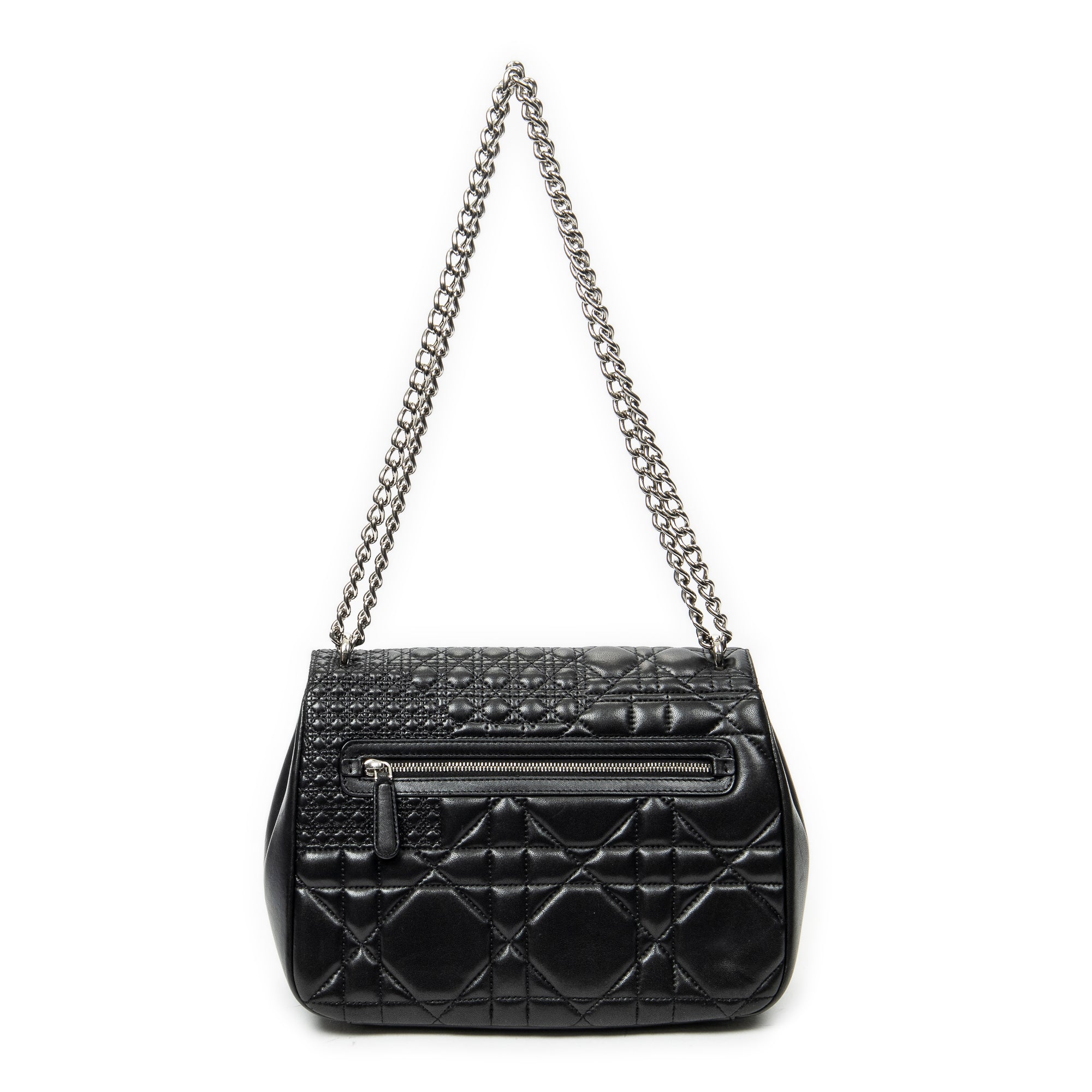 Shoulder Bag Medium Miss Dior Flap Black Cannage Lambskin Leather