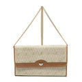 Shoulder Bag Vintage Flap Chain Clutch Beige Honeycomb Coated Canvas