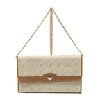 Shoulder Bag Vintage Flap Chain Clutch Beige Honeycomb Coated Canvas