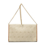 Shoulder Bag Vintage Flap Chain Clutch Beige Honeycomb Coated Canvas