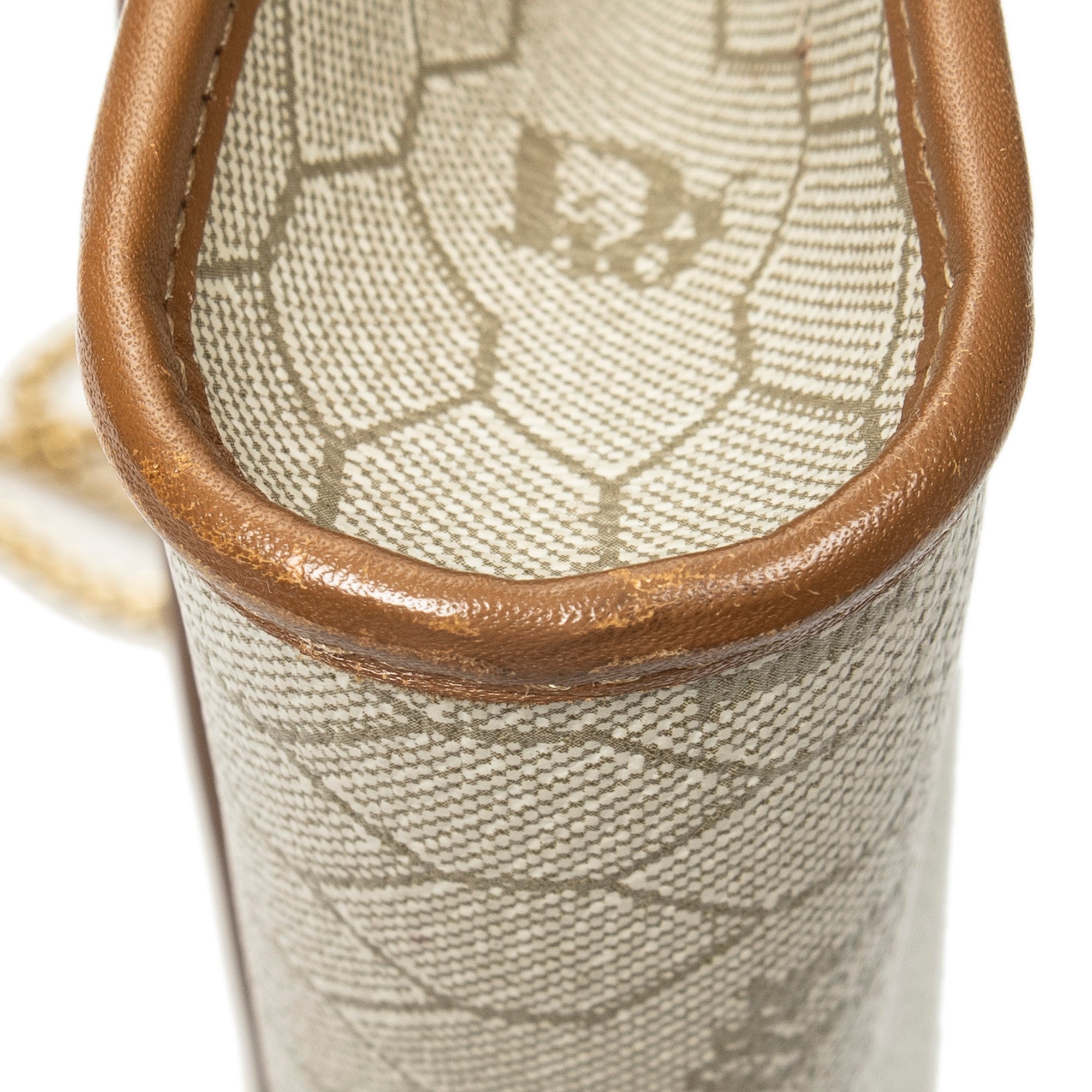 Shoulder Bag Vintage Flap Chain Clutch Beige Honeycomb Coated Canvas