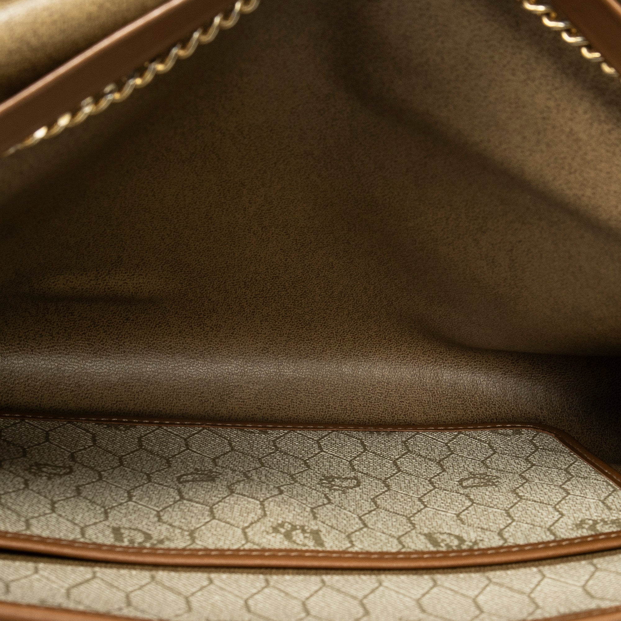 Shoulder Bag Vintage Flap Chain Clutch Beige Honeycomb Coated Canvas