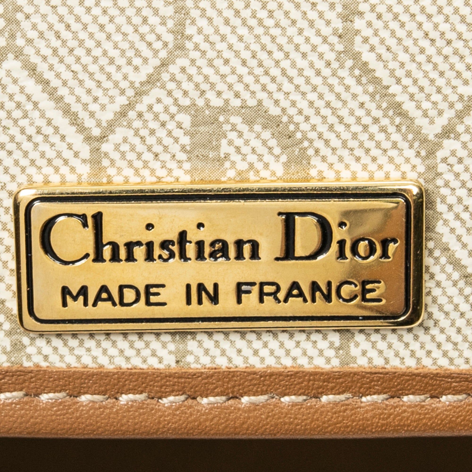 Shoulder Bag Vintage Flap Chain Clutch Beige Honeycomb Coated Canvas
