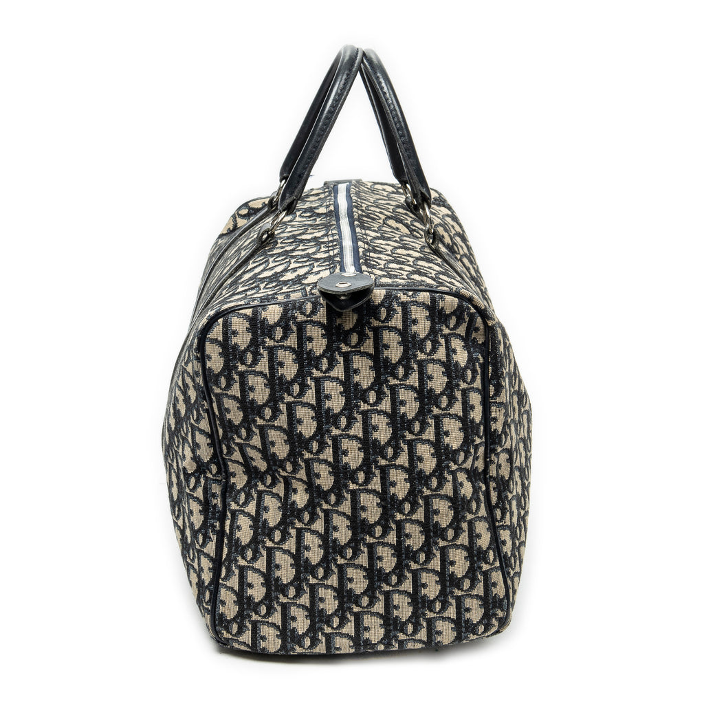 Handbag Vintage Medium Boston Navy Diorissimo Canvas