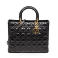Shoulder Bag Large Lady Dior Zip Black Cannage Lambskin Leather