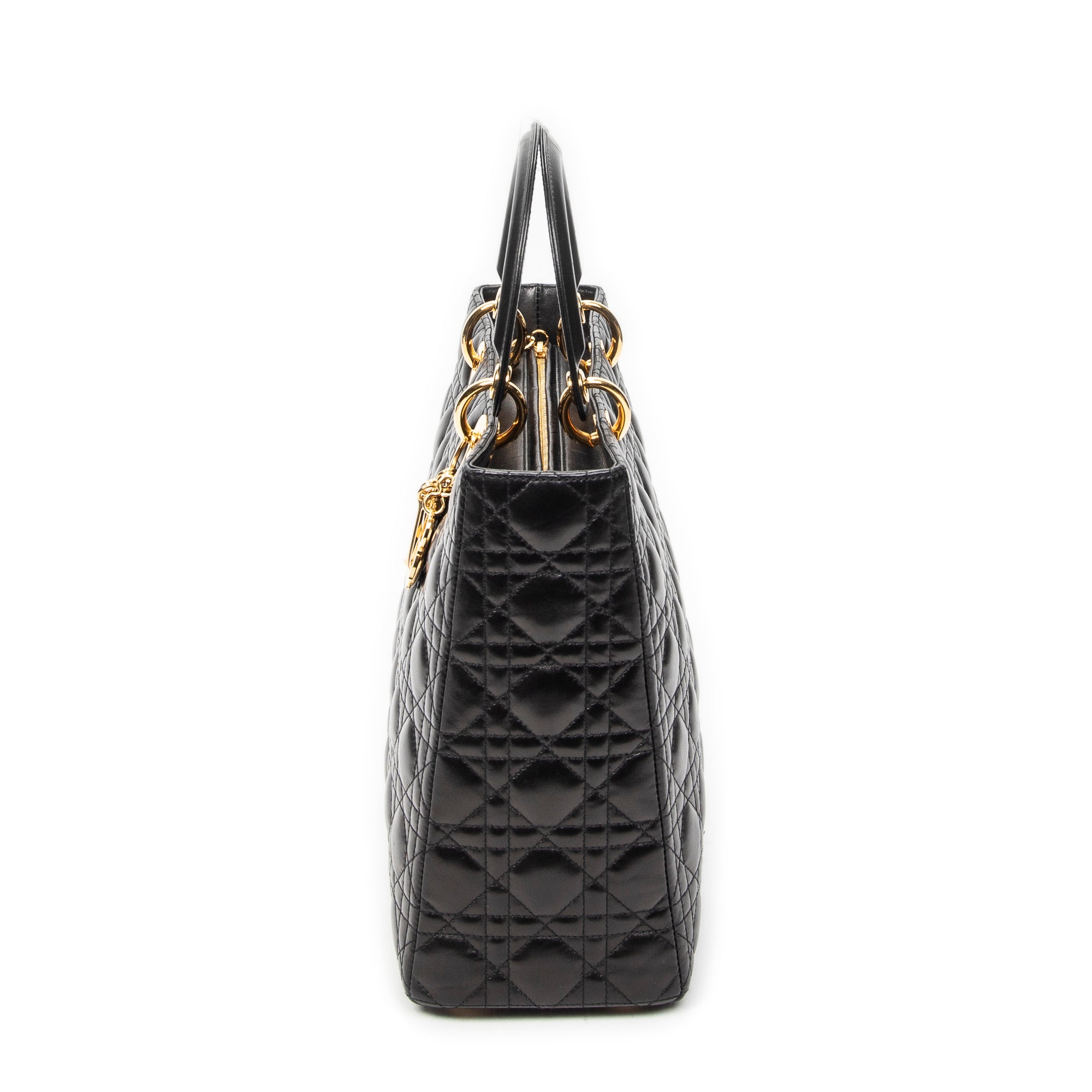 Shoulder Bag Large Lady Dior Zip Black Cannage Lambskin Leather
