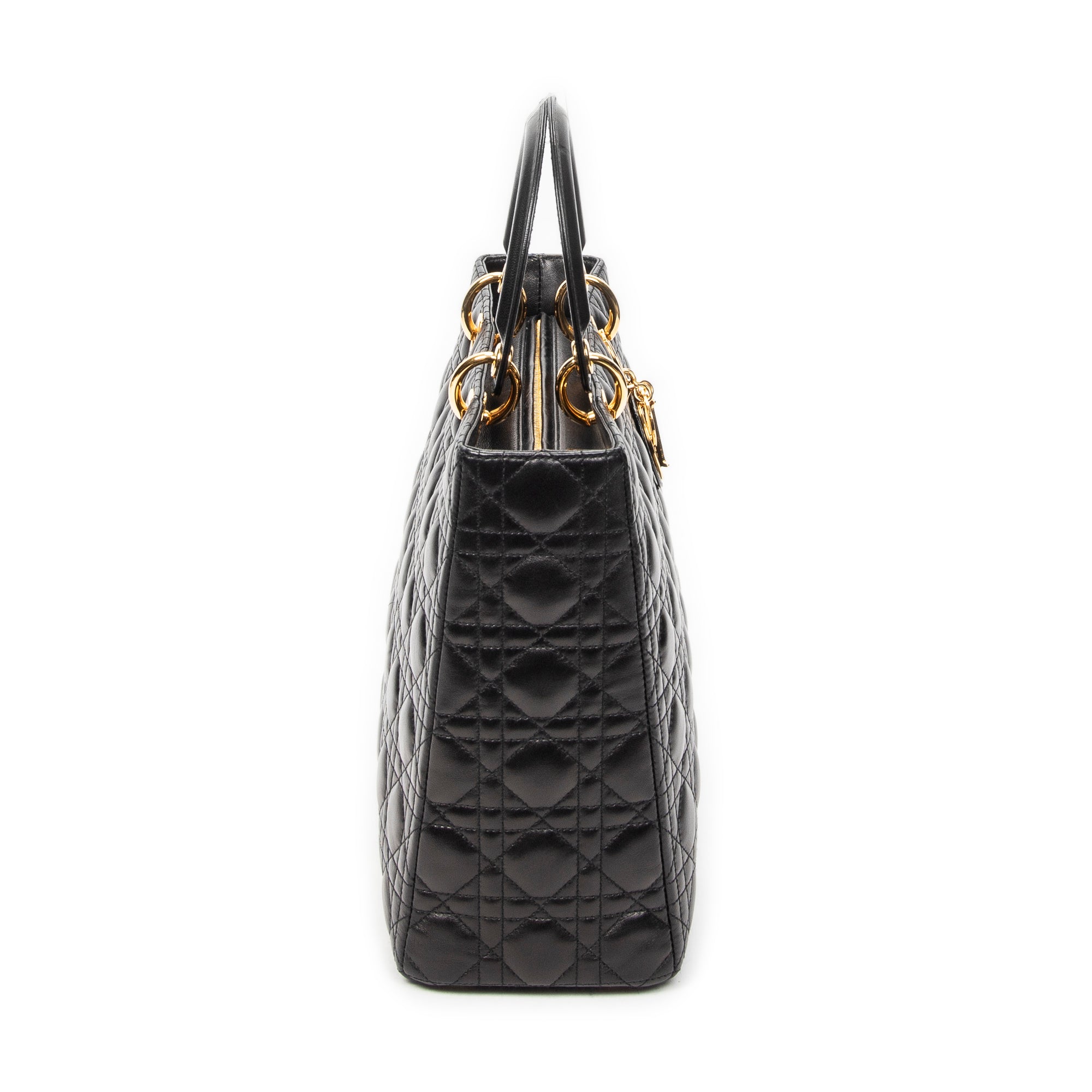 Shoulder Bag Large Lady Dior Zip Black Cannage Lambskin Leather