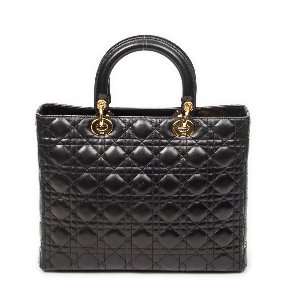 Shoulder Bag Large Lady Dior Zip Black Cannage Lambskin Leather