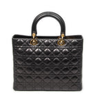 Shoulder Bag Large Lady Dior Zip Black Cannage Lambskin Leather