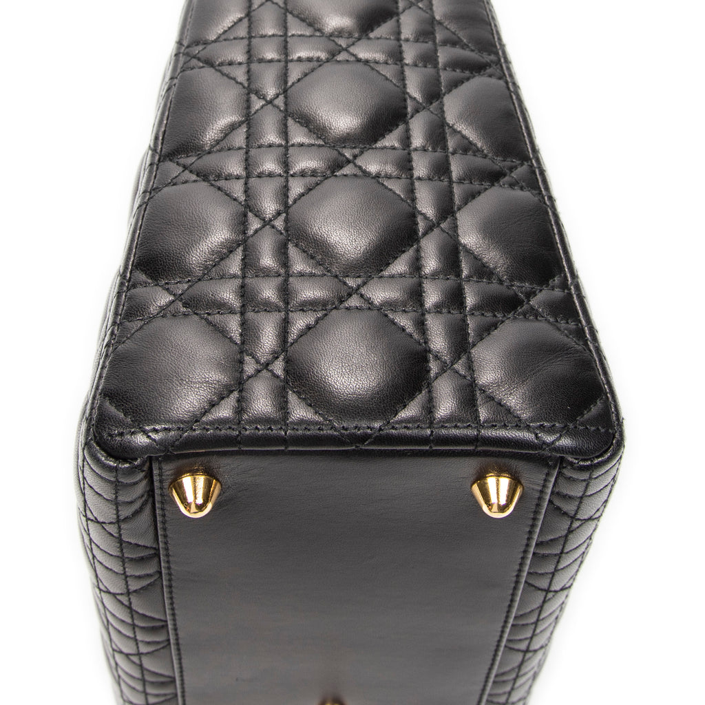 Shoulder Bag Large Lady Dior Zip Black Cannage Lambskin Leather