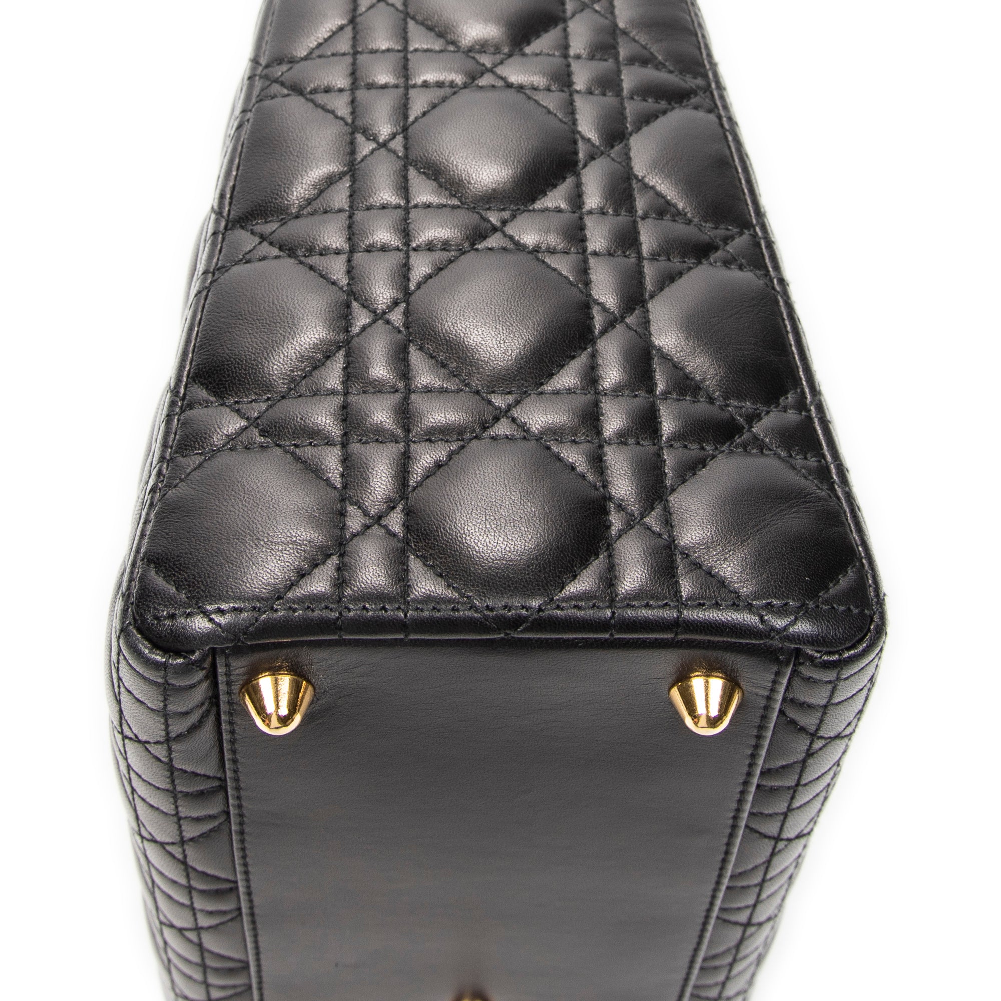 Shoulder Bag Large Lady Dior Zip Black Cannage Lambskin Leather