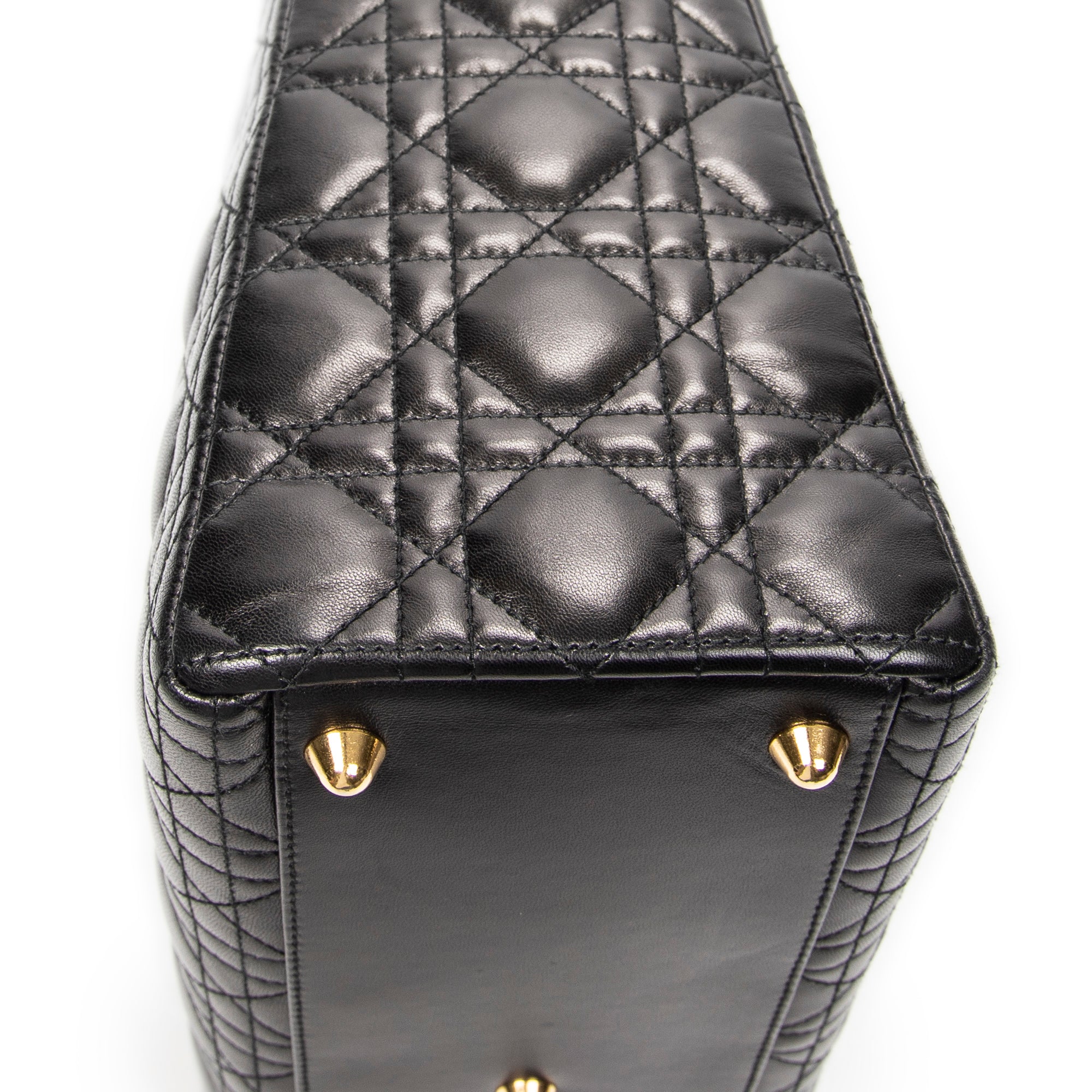 Shoulder Bag Large Lady Dior Zip Black Cannage Lambskin Leather