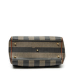 Handbag Small Boston Brown Pequin Coated Canvas