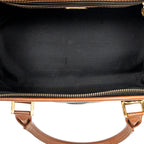 Handbag Small Boston Brown Pequin Coated Canvas