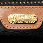 Handbag Small Boston Brown Pequin Coated Canvas