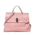 Shoulder Bag Large Bamboo Daily Top Handle Pink Grained Calfskin Leather