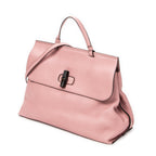 Shoulder Bag Large Bamboo Daily Top Handle Pink Grained Calfskin Leather
