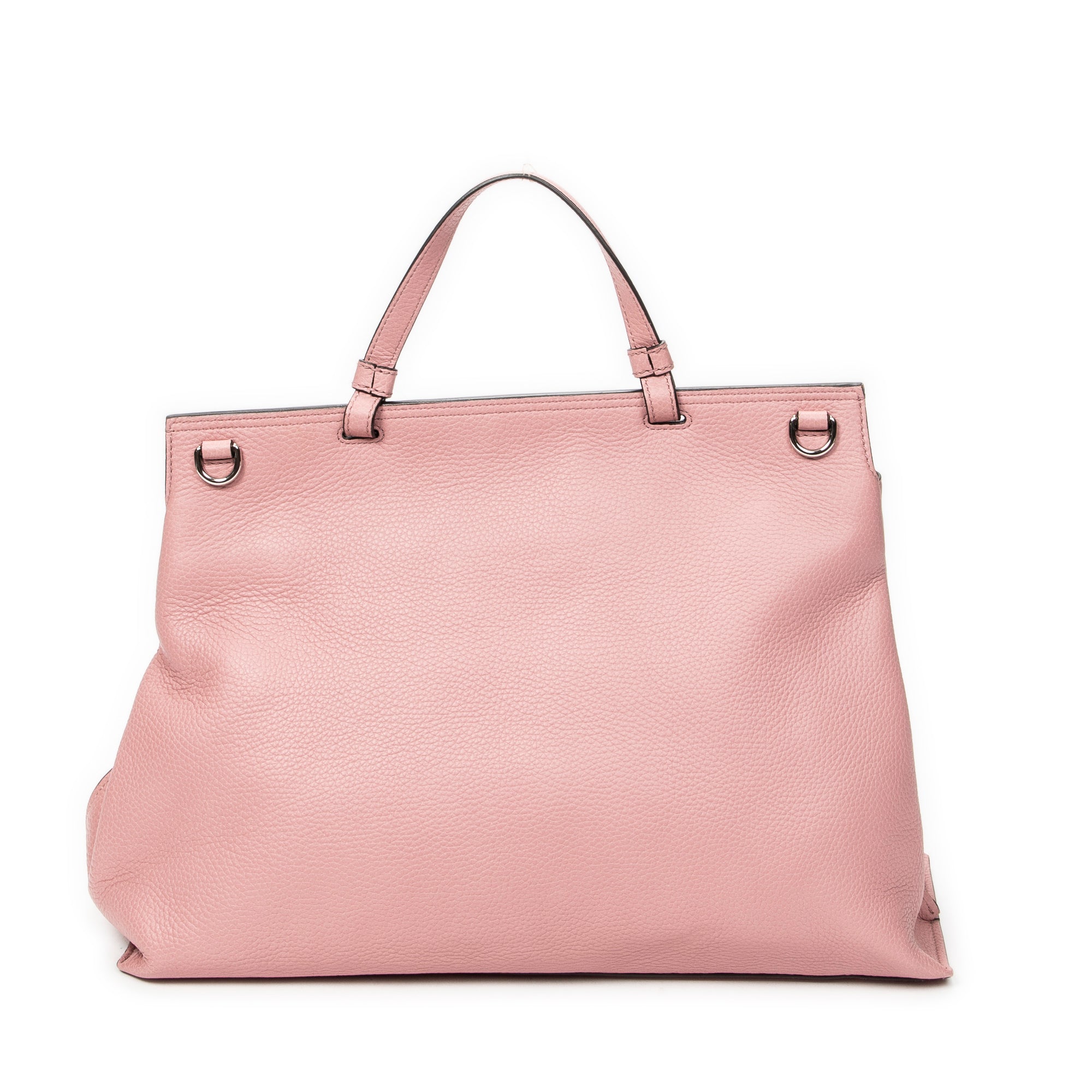 Shoulder Bag Large Bamboo Daily Top Handle Pink Grained Calfskin Leather