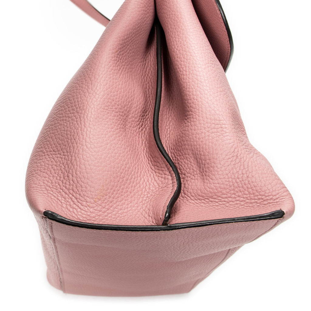 Shoulder Bag Large Bamboo Daily Top Handle Pink Grained Calfskin Leather