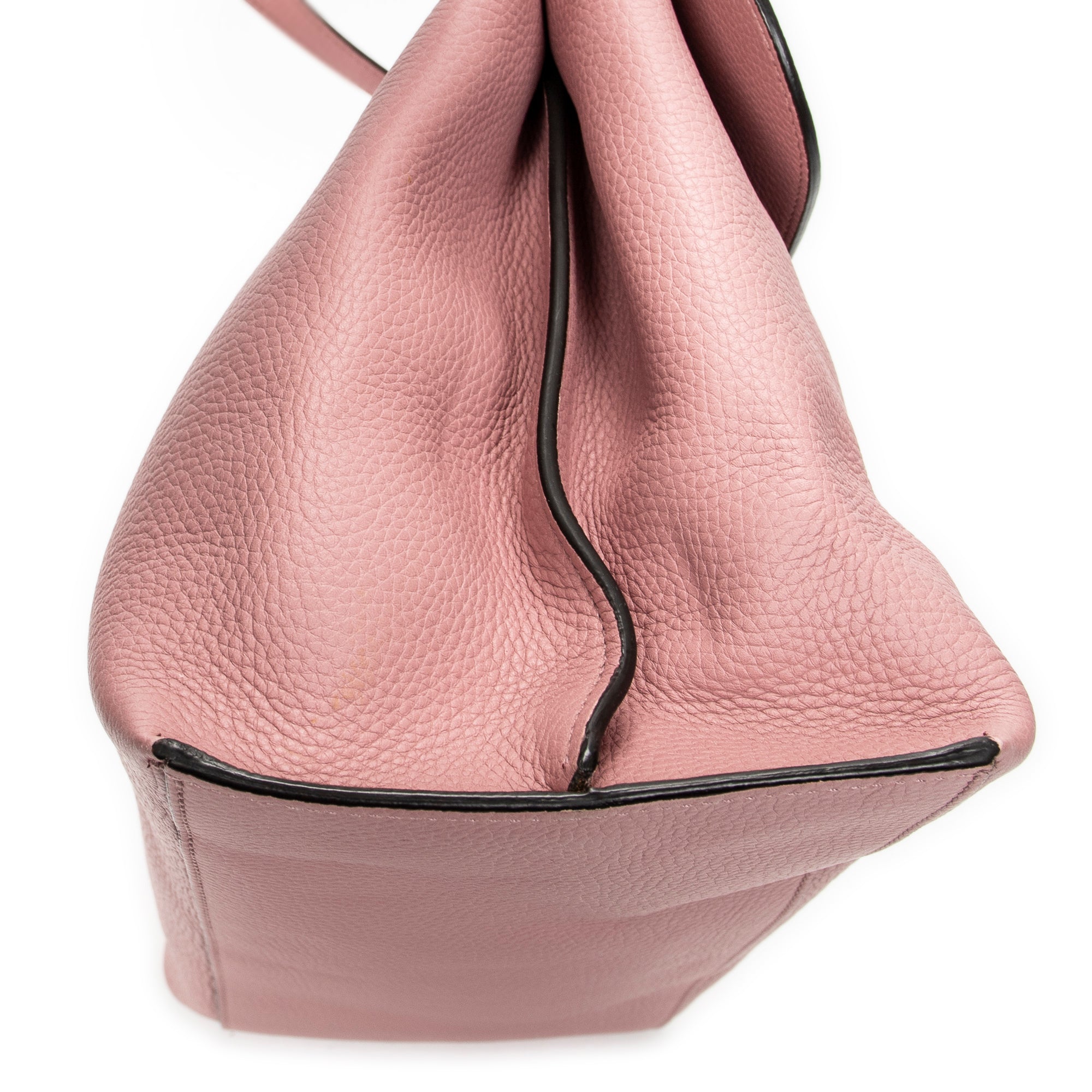 Shoulder Bag Large Bamboo Daily Top Handle Pink Grained Calfskin Leather