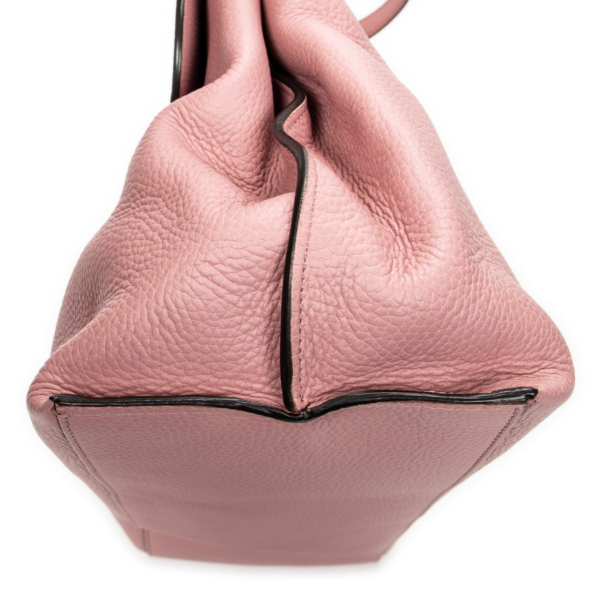 Shoulder Bag Large Bamboo Daily Top Handle Pink Grained Calfskin Leather