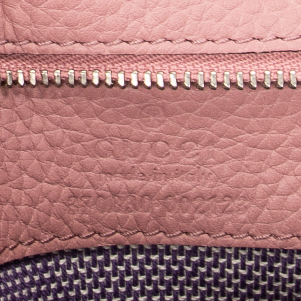 Shoulder Bag Large Bamboo Daily Top Handle Pink Grained Calfskin Leather