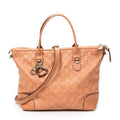Shoulder Bag Bamboo Heart Bit Zip Tote Peach Guccissima Leather