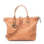 Shoulder Bag Bamboo Heart Bit Zip Tote Peach Guccissima Leather