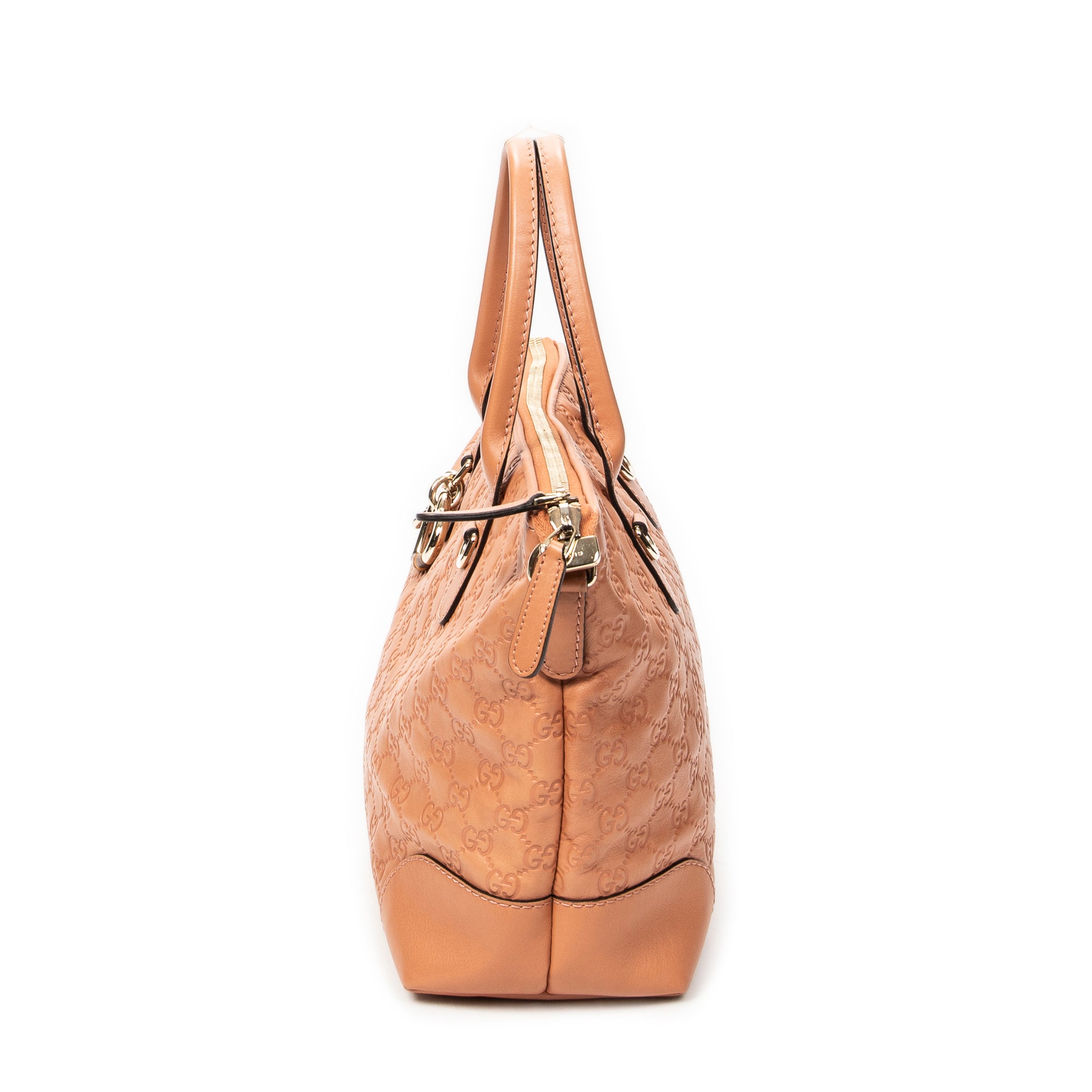 Shoulder Bag Bamboo Heart Bit Zip Tote Peach Guccissima Leather