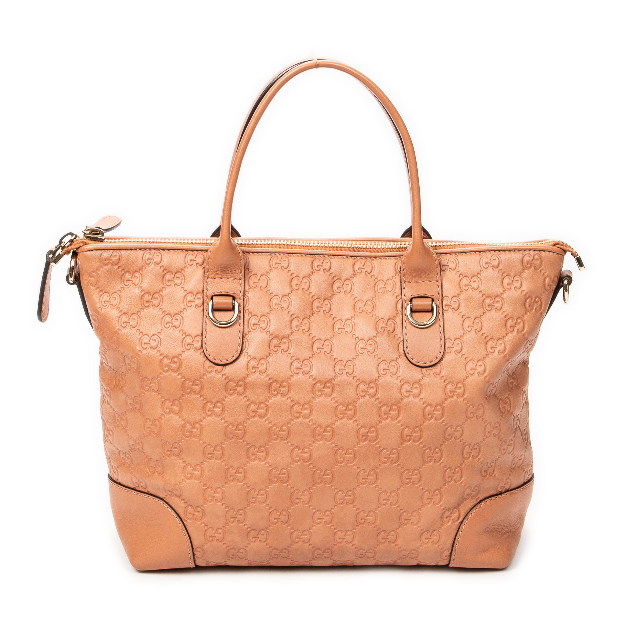 Shoulder Bag Bamboo Heart Bit Zip Tote Peach Guccissima Leather