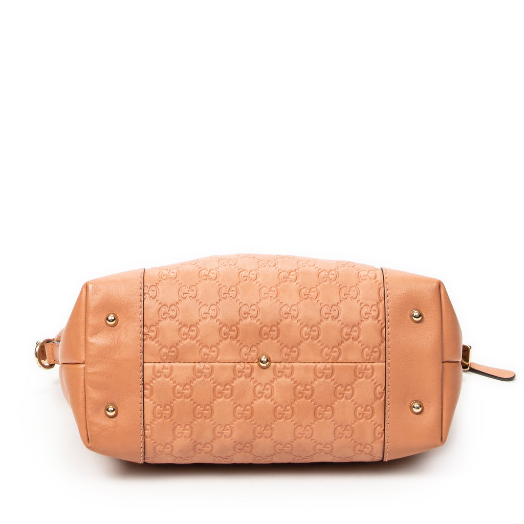 Shoulder Bag Bamboo Heart Bit Zip Tote Peach Guccissima Leather