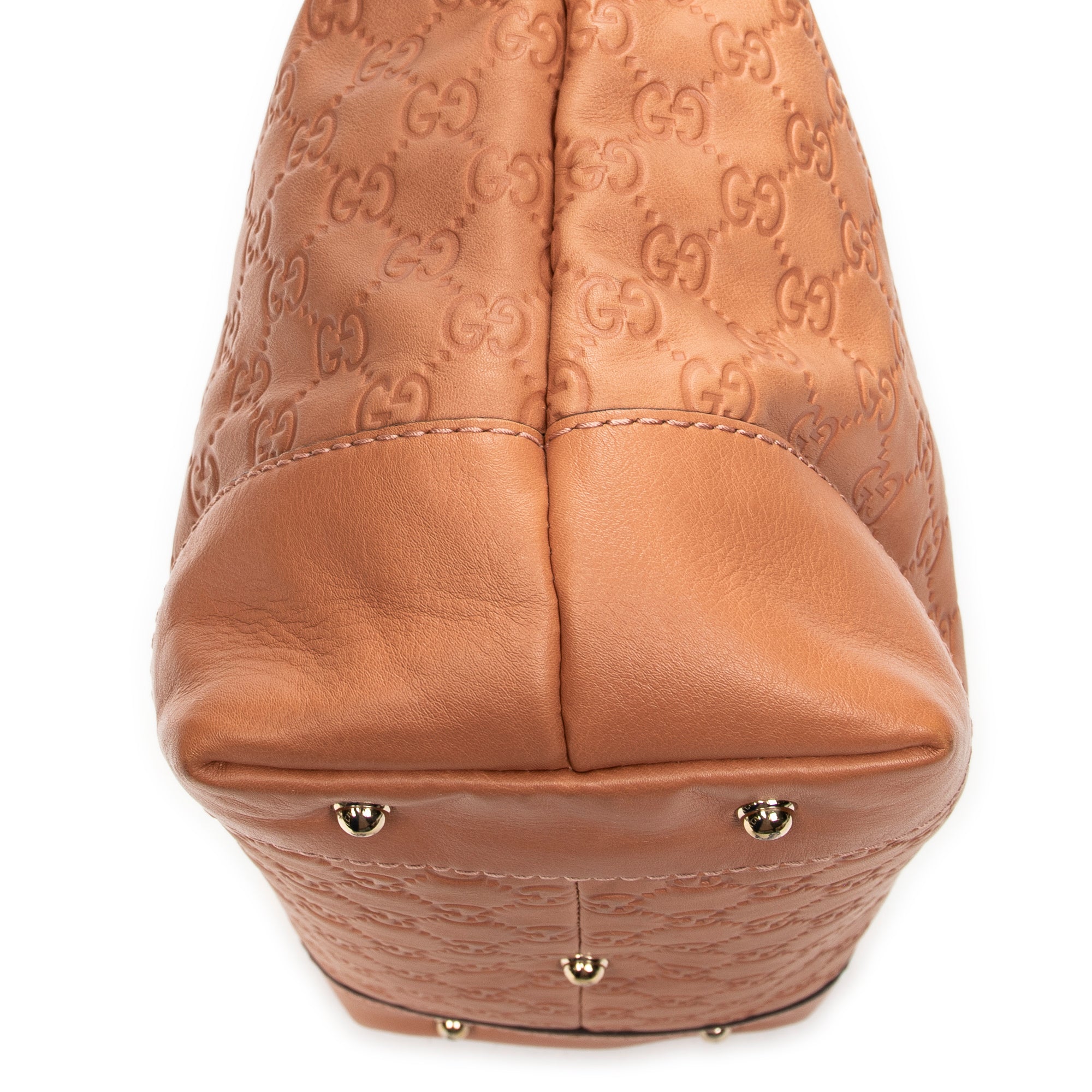 Shoulder Bag Bamboo Heart Bit Zip Tote Peach Guccissima Leather