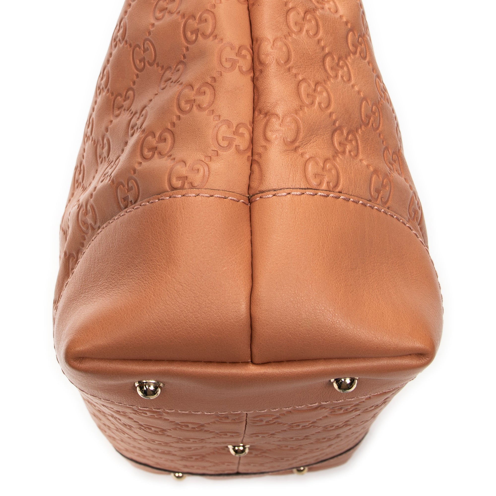 Shoulder Bag Bamboo Heart Bit Zip Tote Peach Guccissima Leather