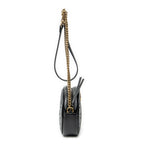 Shoulder Bag GG Marmont Chain Round Crossbody Black Quilted Chevron Leather