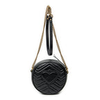 Shoulder Bag GG Marmont Chain Round Crossbody Black Quilted Chevron Leather