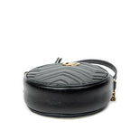 Shoulder Bag GG Marmont Chain Round Crossbody Black Quilted Chevron Leather