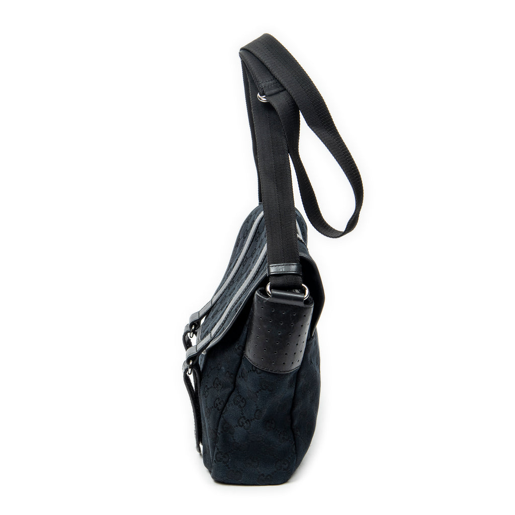 Shoulder Bag Medium Flap Messenger Black Monogrammed Canvas