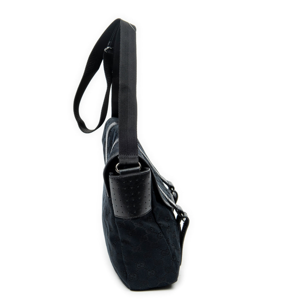 Shoulder Bag Medium Flap Messenger Black Monogrammed Canvas