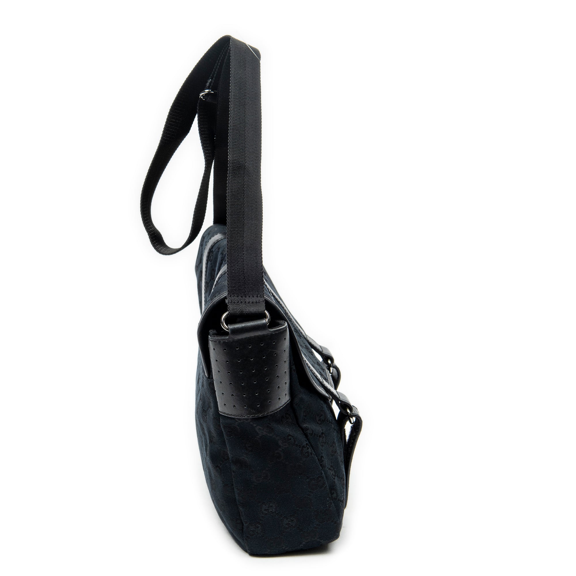 Shoulder Bag Medium Flap Messenger Black Monogrammed Canvas