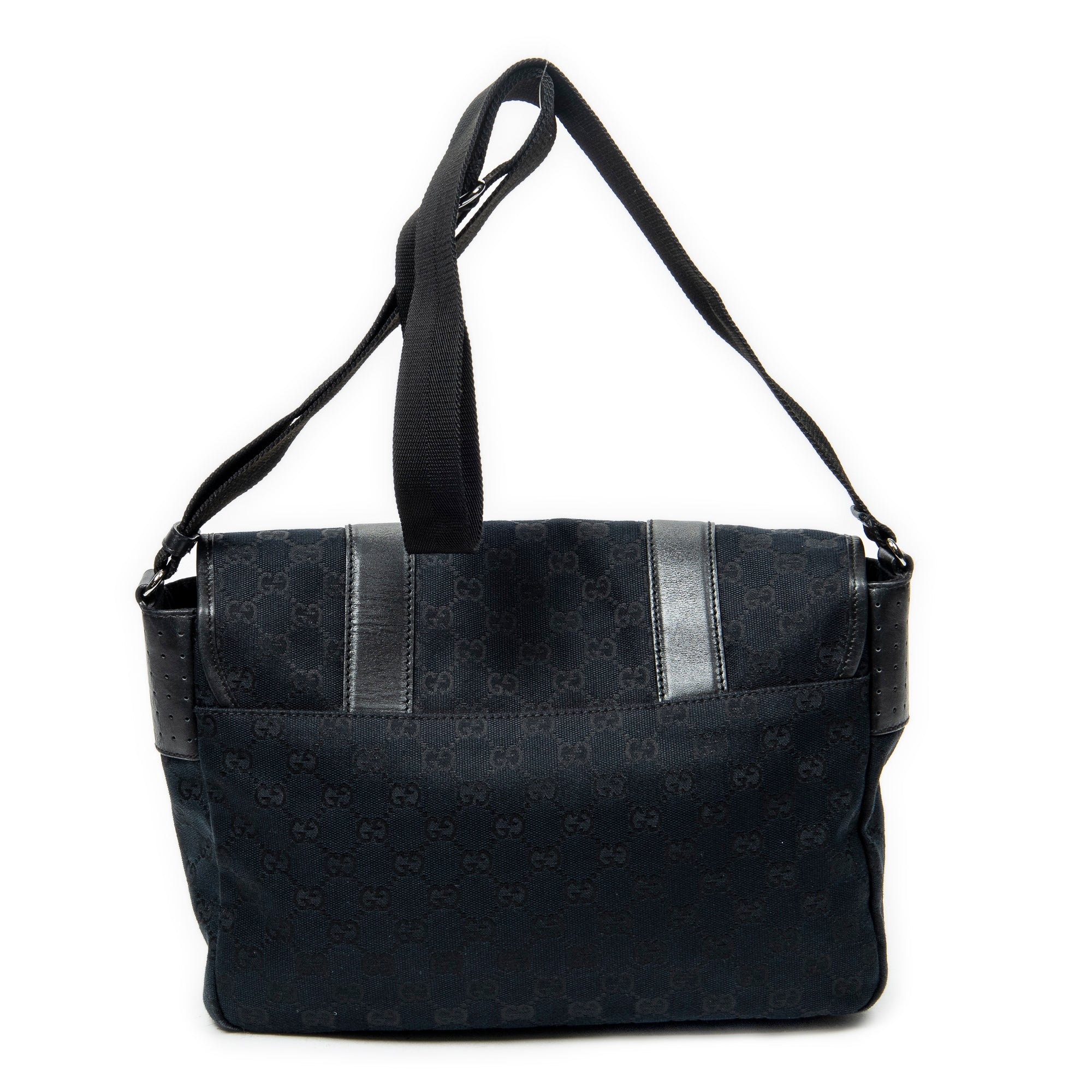 Shoulder Bag Medium Flap Messenger Black Monogrammed Canvas