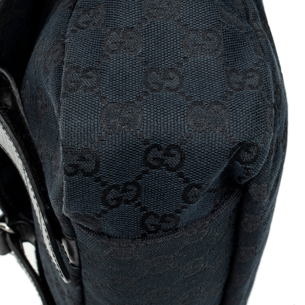 Shoulder Bag Medium Flap Messenger Black Monogrammed Canvas
