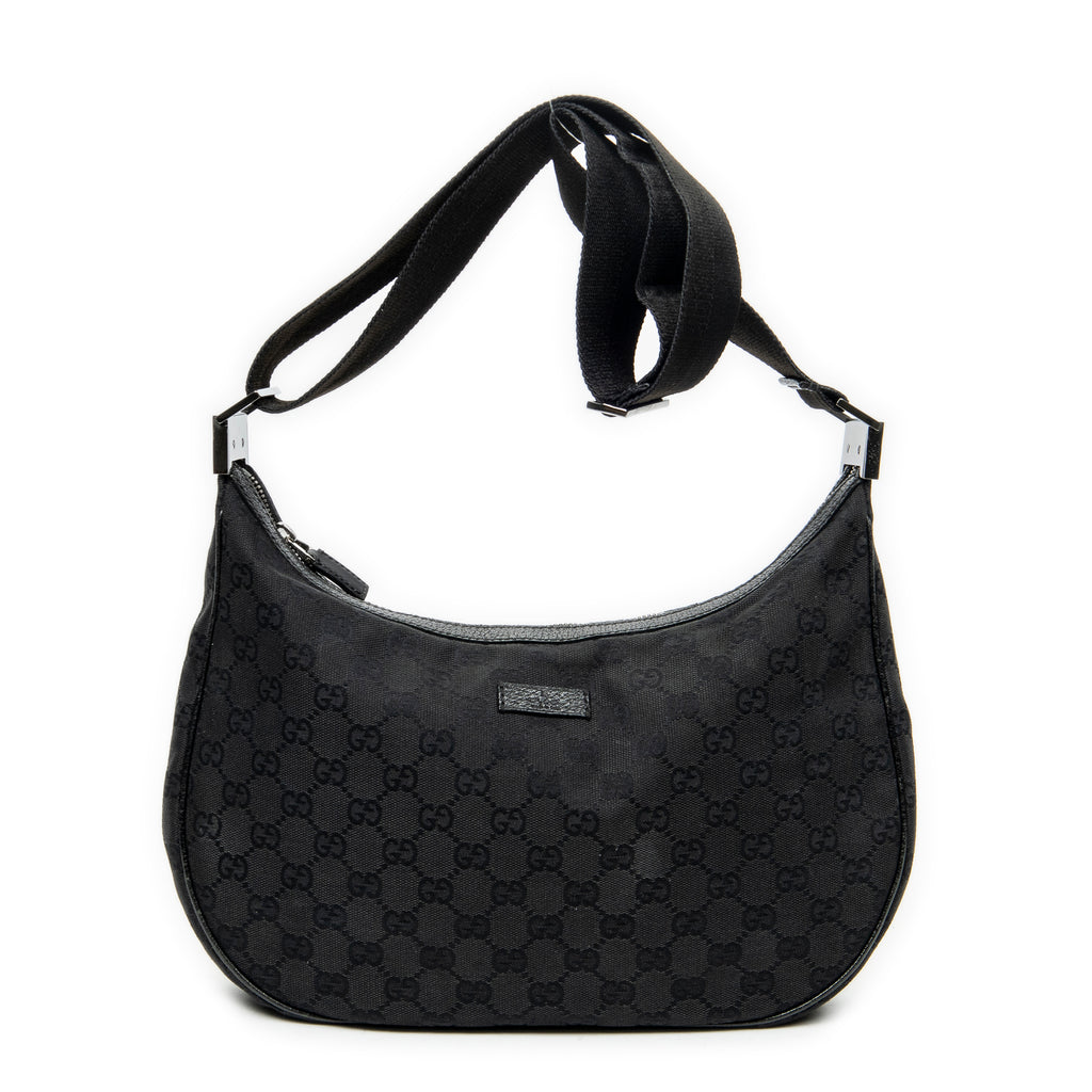 Shoulder Bag Round Zip Messenger Black Monogrammed Canvas
