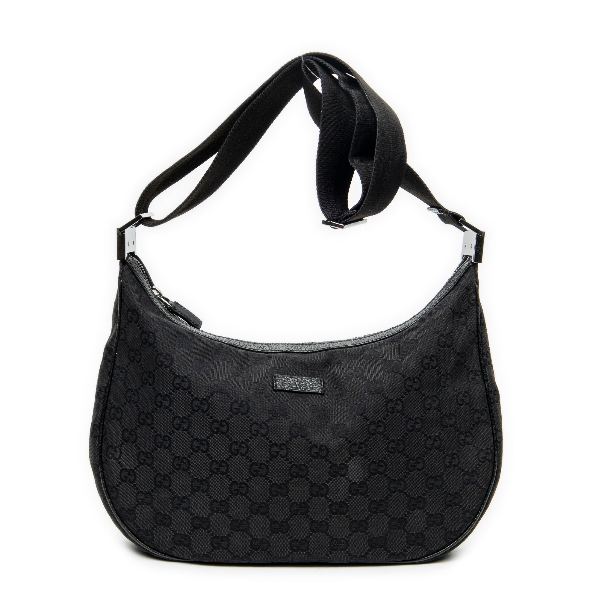 Shoulder Bag Round Zip Messenger Black Monogrammed Canvas
