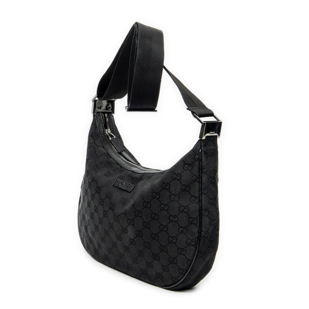 Shoulder Bag Round Zip Messenger Black Monogrammed Canvas
