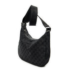 Shoulder Bag Round Zip Messenger Black Monogrammed Canvas