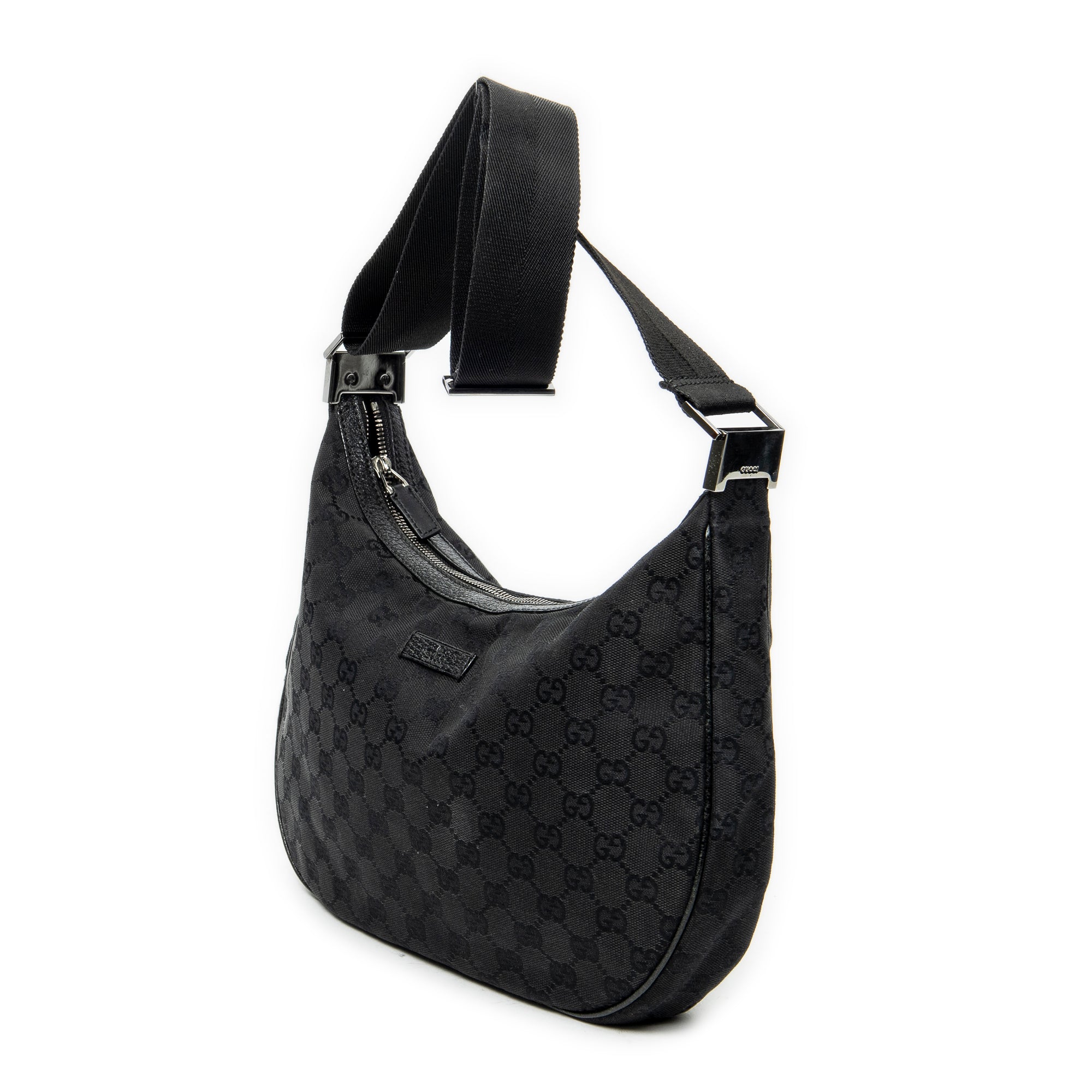 Shoulder Bag Round Zip Messenger Black Monogrammed Canvas