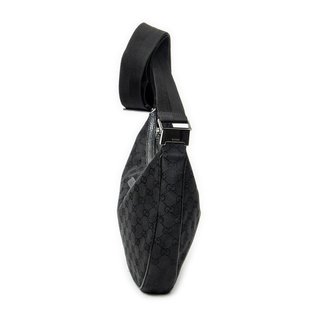 Shoulder Bag Round Zip Messenger Black Monogrammed Canvas
