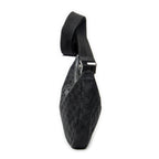 Shoulder Bag Round Zip Messenger Black Monogrammed Canvas