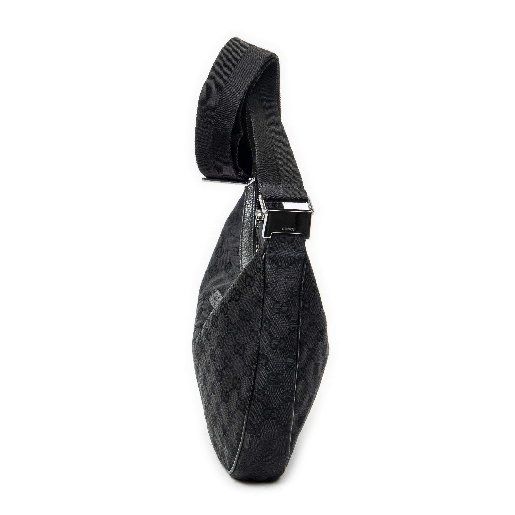 Shoulder Bag Round Zip Messenger Black Monogrammed Canvas